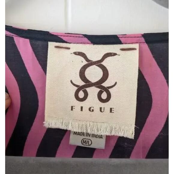 NWOT Figue Amrita Navy/Pink Tassel Relaxed Fit Gypsy Batik Kaftan, size M/L - Picture 3 of 4